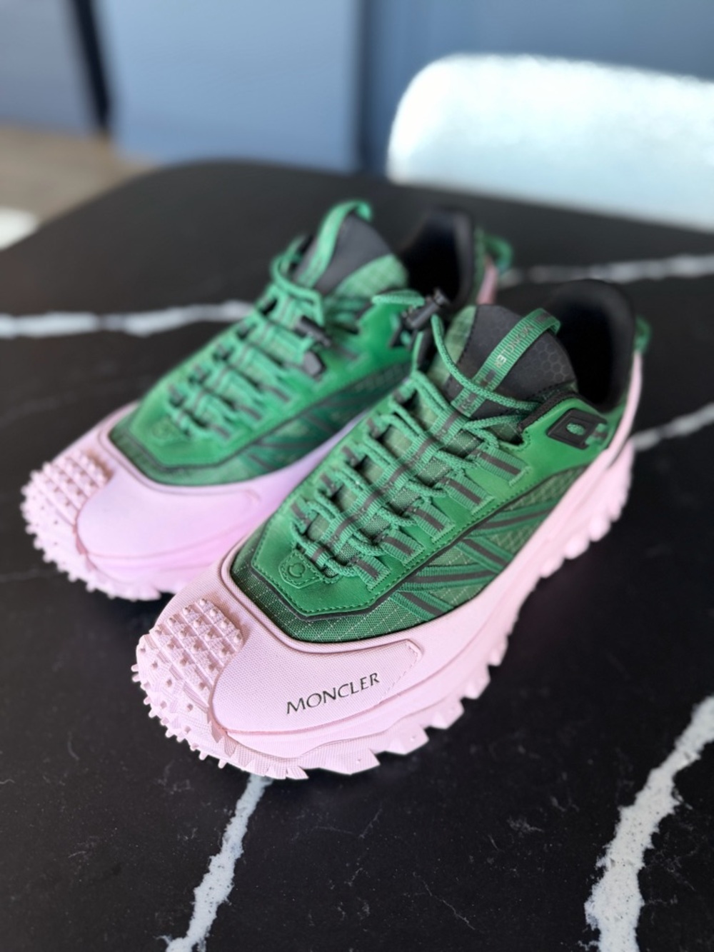 Moncler Green and Pink Men’s Chunky Athletic Sneakers